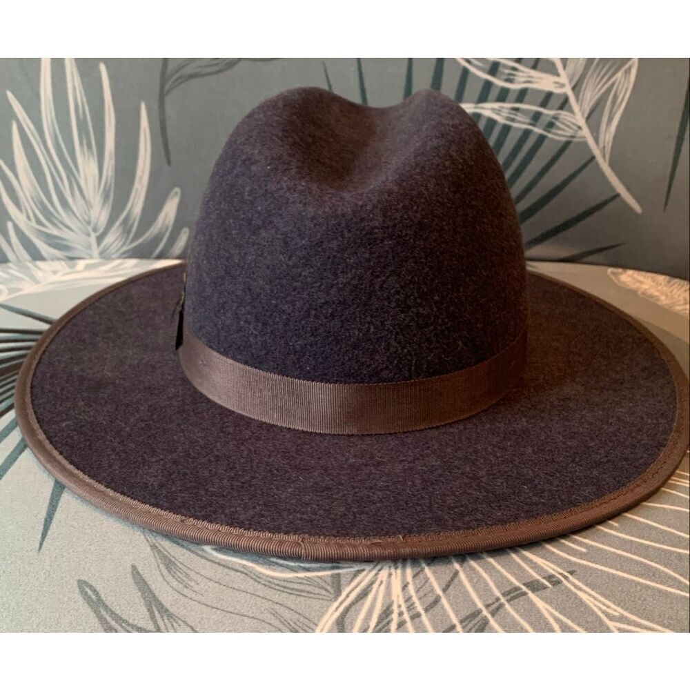 Bruno Capelo Australian Wool blue feather MONARCH fedora HAT sz M - Picture 10 of 10